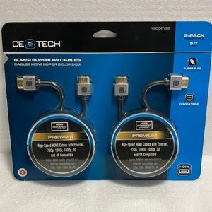 Ce E Tech super slim HDMI Cable 2 pack 6 ft 4 K compatible
